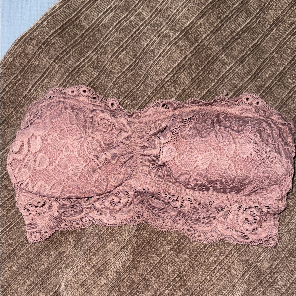 Lace Bandeau Bralette in Dusty Pink/Purple